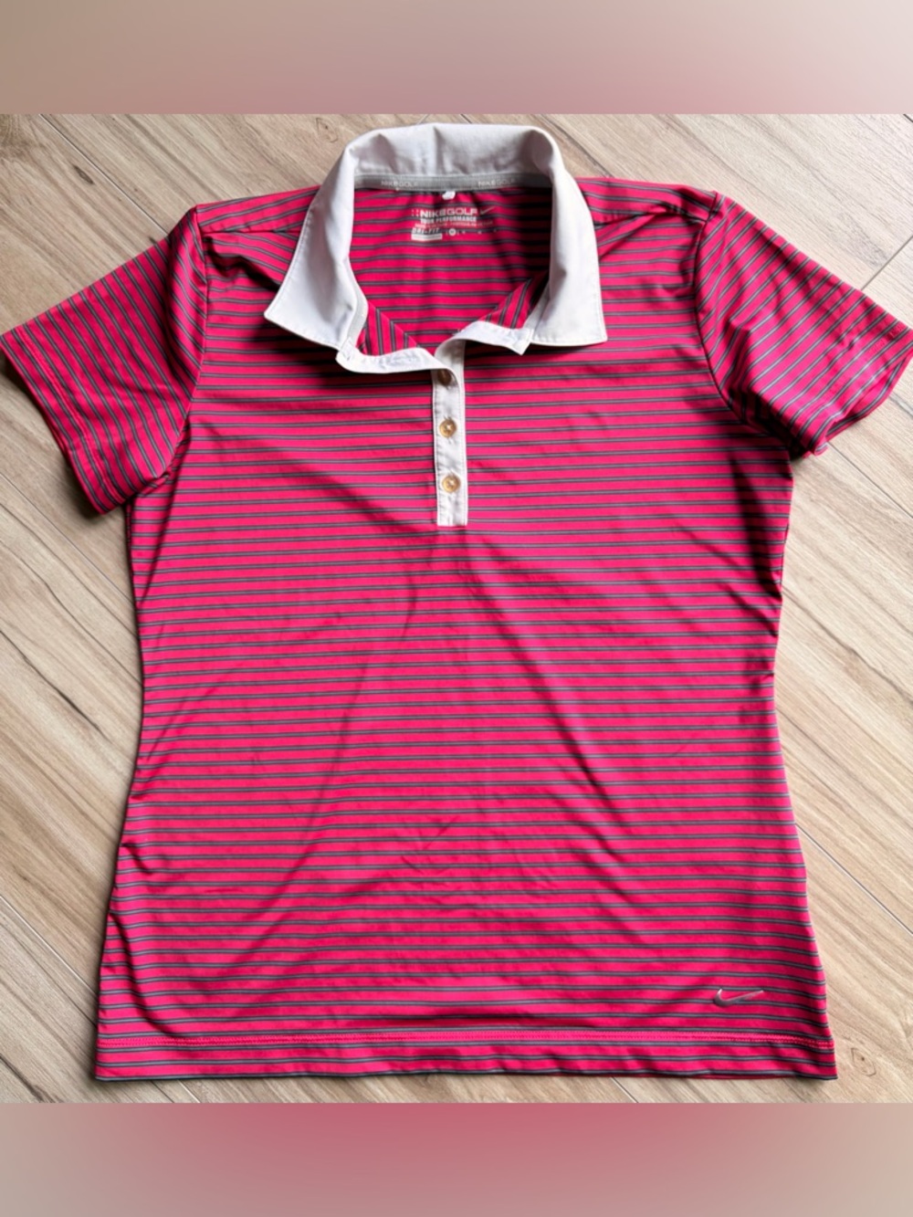 Nike Golf Dri Fit Polo M Pink Striped